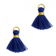 Ibiza style mini Tassel 1cm Gold-royal blue